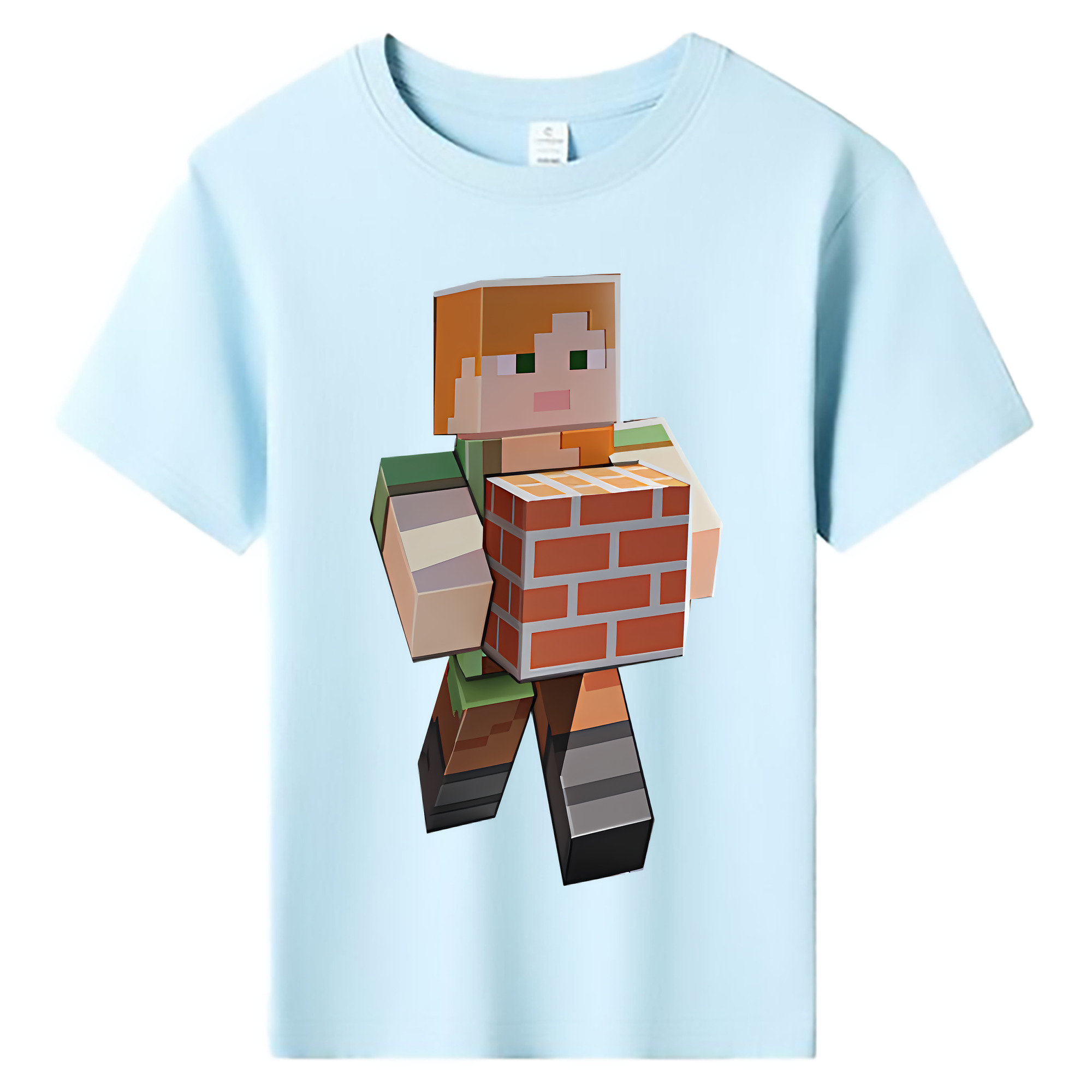 （画像用） マインクラフト ブロックの世界 Minecraft MC Block world 綿100％キッズTシャツ（フロントプリント）